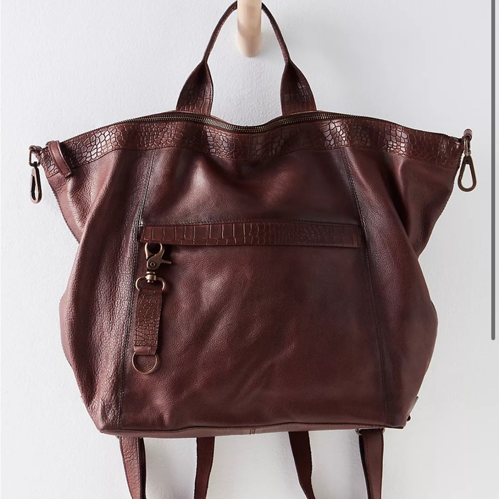 Free People Joey distressed Tan Leather Women's Backpack